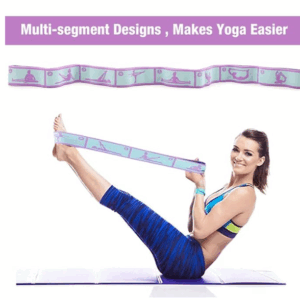 Proberos® Yoga Belt for All People, 8 Loops Stretching Strap with Printed Positions, Multi-Purpose Elastic Resistance Band for Yoga, 85*4 Cm, Fitness, Rehabilitation, Ankle Joint & Ligament Training